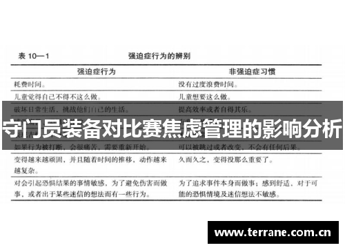 守门员装备对比赛焦虑管理的影响分析